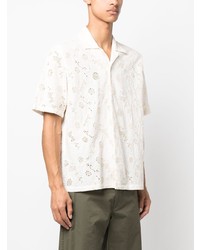 Мужская белая рубашка с коротким рукавом с цветочным принтом от Sunflower
