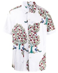Мужская белая рубашка с коротким рукавом с цветочным принтом от Engineered Garments