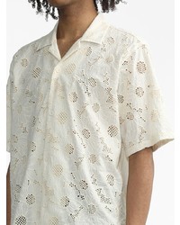 Мужская белая рубашка с коротким рукавом с цветочным принтом от Sunflower