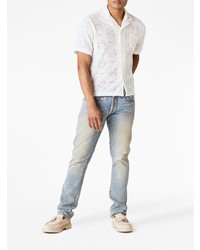 Мужская белая рубашка с коротким рукавом с цветочным принтом от Rhude