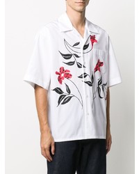 Мужская белая рубашка с коротким рукавом с цветочным принтом от Marni