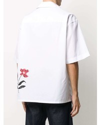 Мужская белая рубашка с коротким рукавом с цветочным принтом от Marni