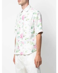 Мужская белая рубашка с коротким рукавом с цветочным принтом от Noon Goons