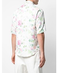 Мужская белая рубашка с коротким рукавом с цветочным принтом от Noon Goons