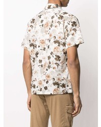 Мужская белая рубашка с коротким рукавом с цветочным принтом от Eleventy