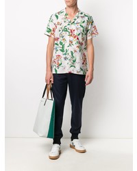 Мужская белая рубашка с коротким рукавом с цветочным принтом от Tommy Jeans