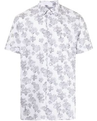 Мужская белая рубашка с коротким рукавом с цветочным принтом от Karl Lagerfeld