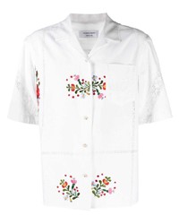 Мужская белая рубашка с коротким рукавом с цветочным принтом от Marine Serre