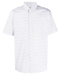 Мужская белая рубашка с коротким рукавом с цветочным принтом от Michael Kors