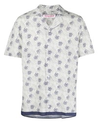 Мужская белая рубашка с коротким рукавом с цветочным принтом от Orlebar Brown