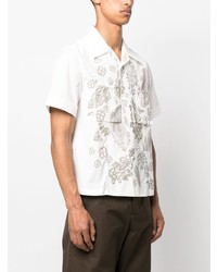 Мужская белая рубашка с коротким рукавом с цветочным принтом от Paria Farzaneh