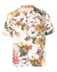 Мужская белая рубашка с коротким рукавом с цветочным принтом от Universal Works