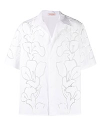 Мужская белая рубашка с коротким рукавом с цветочным принтом от Valentino