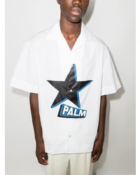 Мужская белая рубашка с коротким рукавом со звездами от Palm Angels