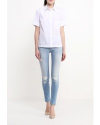 Женская белая рубашка с коротким рукавом от adL