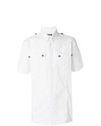 Мужская белая рубашка с коротким рукавом от Balmain