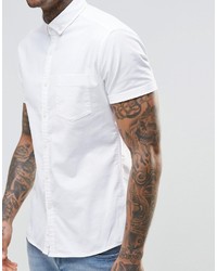 Мужская белая рубашка с коротким рукавом от Asos