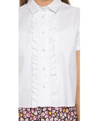 Женская белая рубашка с коротким рукавом от RED Valentino