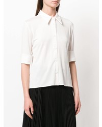 Женская белая рубашка с коротким рукавом от MM6 MAISON MARGIELA