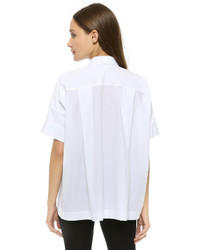 Женская белая рубашка с коротким рукавом
