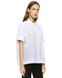 Женская белая рубашка с коротким рукавом