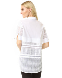 Женская белая рубашка с коротким рукавом от By Malene Birger