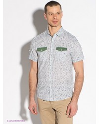 Мужская белая рубашка с коротким рукавом от F5