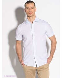 Мужская белая рубашка с коротким рукавом от F5