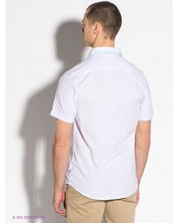 Мужская белая рубашка с коротким рукавом от F5