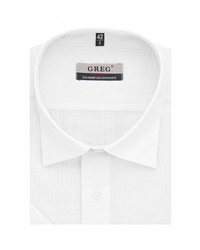 Мужская белая рубашка с коротким рукавом от GREG