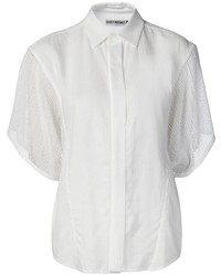 Женская белая рубашка с коротким рукавом от Issey Miyake
