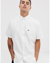 Мужская белая рубашка с коротким рукавом от Lacoste