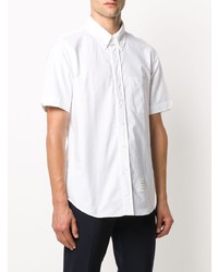 Мужская белая рубашка с коротким рукавом от Thom Browne