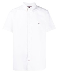 Мужская белая рубашка с коротким рукавом от Tommy Hilfiger
