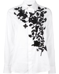 Женская белая рубашка с пайетками с вышивкой от Dsquared2