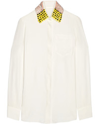 Женская белая рубашка с пайетками с украшением от Altuzarra