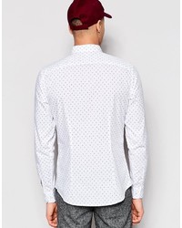 Мужская белая рубашка с принтом от Pull&Bear