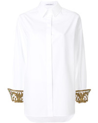 Женская белая рубашка с украшением от Alberta Ferretti
