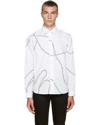 Мужская белая рубашка с цветочным принтом от Kenzo