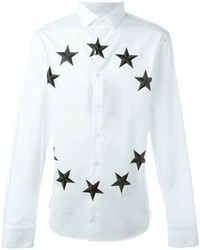 Мужская белая рубашка со звездами от Philipp Plein
