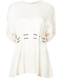 Белая сатиновая блузка от Jason Wu