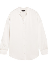 Белая сатиновая блузка от Tom Ford