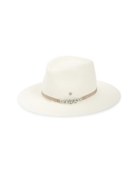 Белая соломенная шляпа с украшением