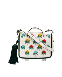 Белая сумка через плечо из плотной ткани с цветочным принтом от Marco De Vincenzo
