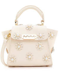 Белая сумка через плечо с цветочным принтом от Zac Posen