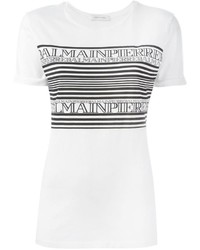 Женская белая футболка в горизонтальную полоску от PIERRE BALMAIN