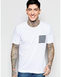 Мужская белая футболка в горизонтальную полоску от Sisley