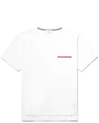 Мужская белая футболка в горизонтальную полоску от Thom Browne