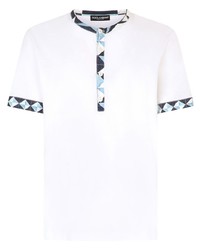 Мужская белая футболка на пуговицах с принтом от Dolce & Gabbana