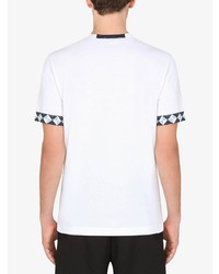 Мужская белая футболка на пуговицах с принтом от Dolce & Gabbana